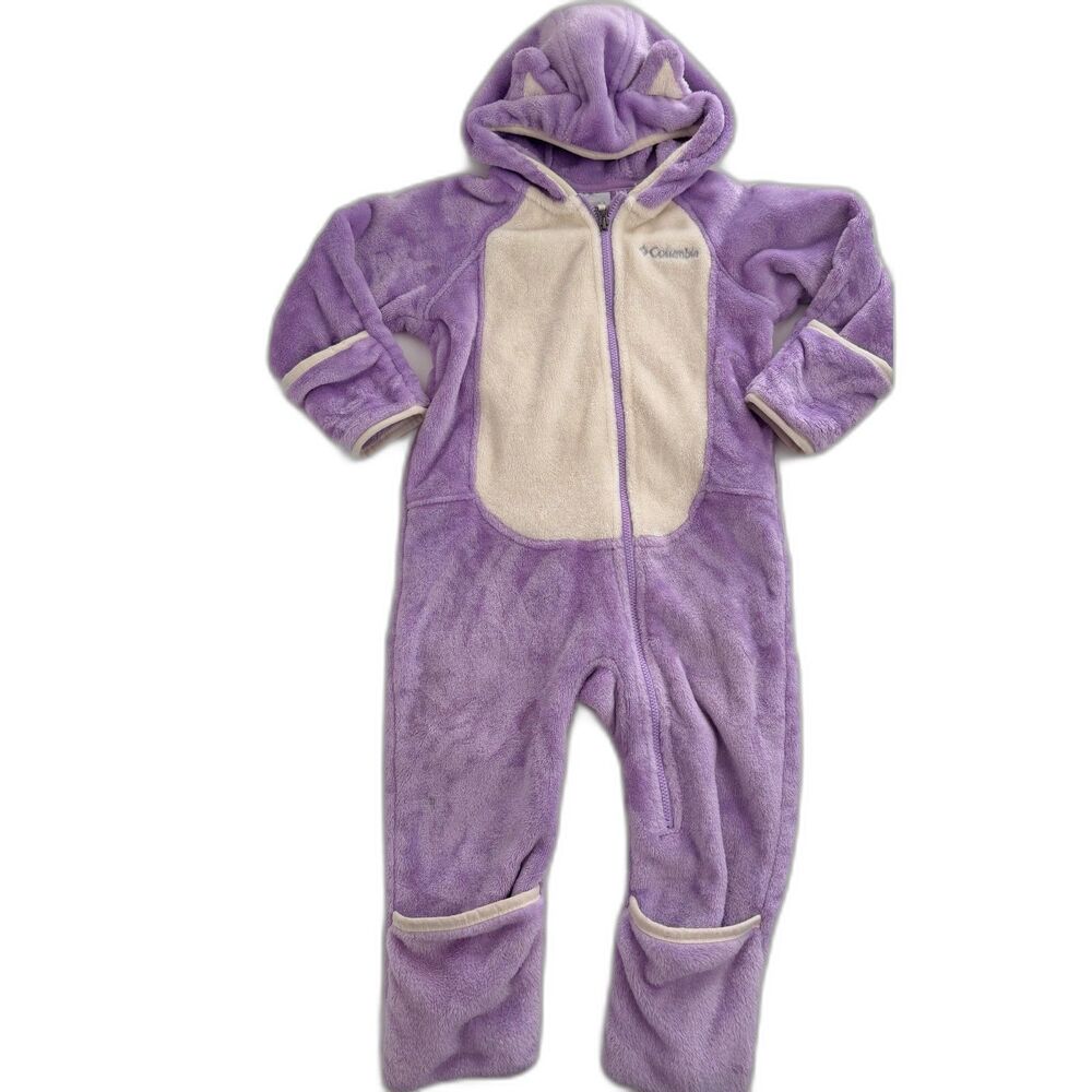 Columbia Baby 18-24M Purple Fleece Bunting Hooded Animal Ears Snowsuit